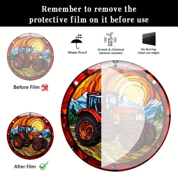 Farm Tractor Suncatcher Metal Hanging Chain Colorful In or Outdoor crop Mtns - Picture 2 of 2